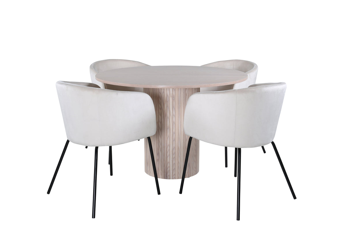 Bianca Matbord med Berit Stolarna – Bord: ⌀110 Stol: 55x78x55