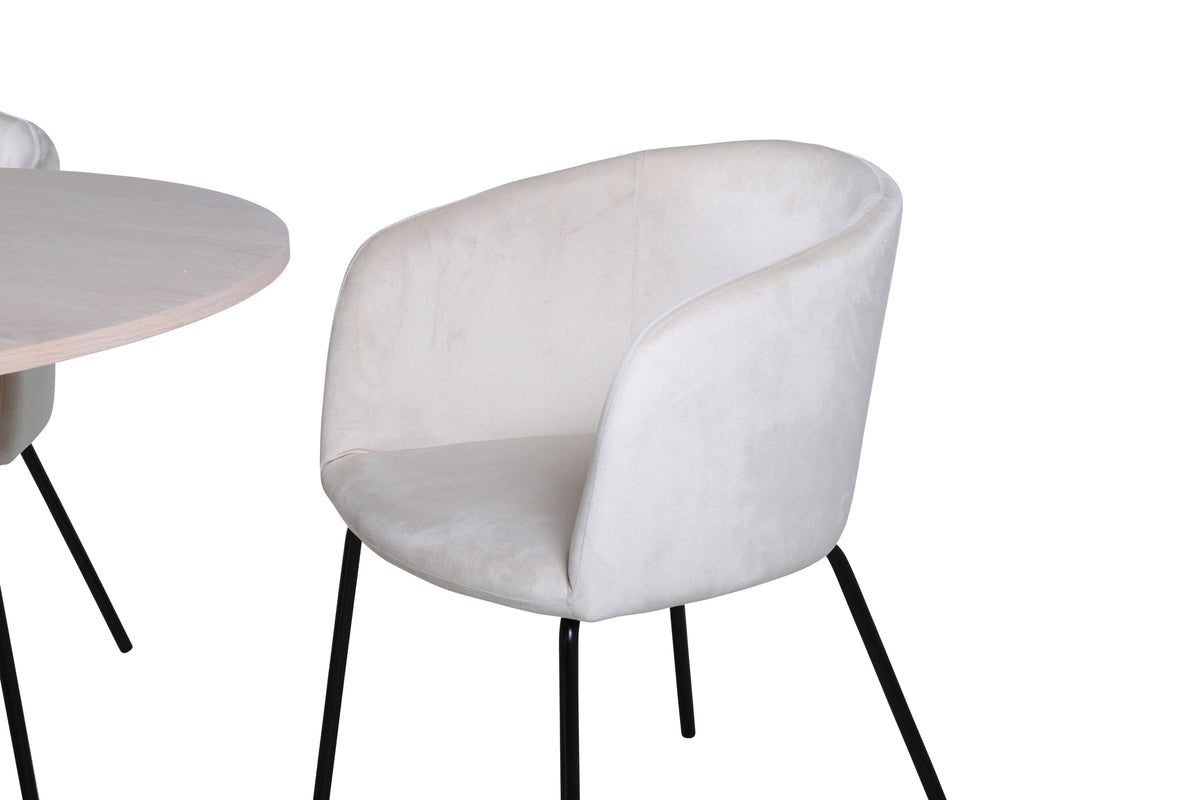 Bianca Matbord med Berit Stolarna – Bord: ⌀110 Stol: 55x78x55