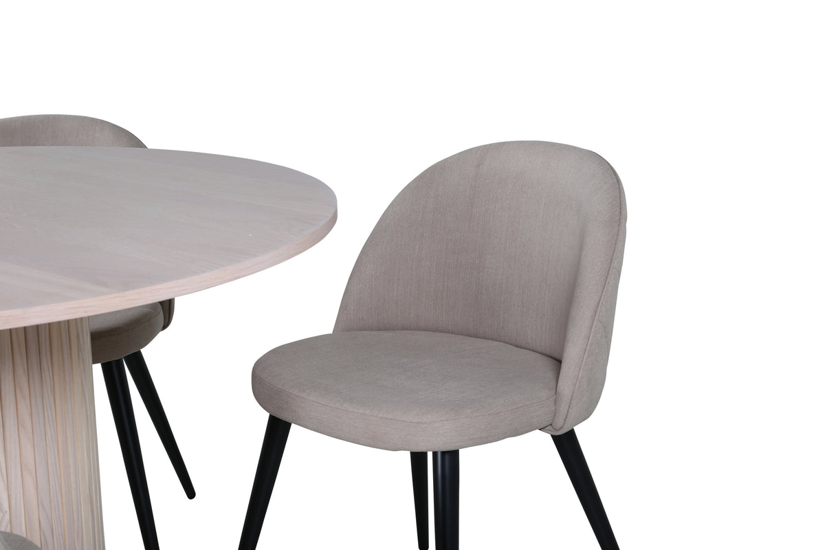 Bianca Matbord med Velvet Stolarna – Bord: ⌀110 Stol: 57x76,5x50