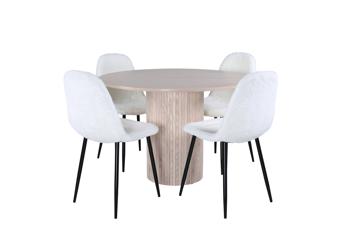 Bianca Matbord med Polar Stolarna – Bord: ⌀110 Stol: 53x87x44
