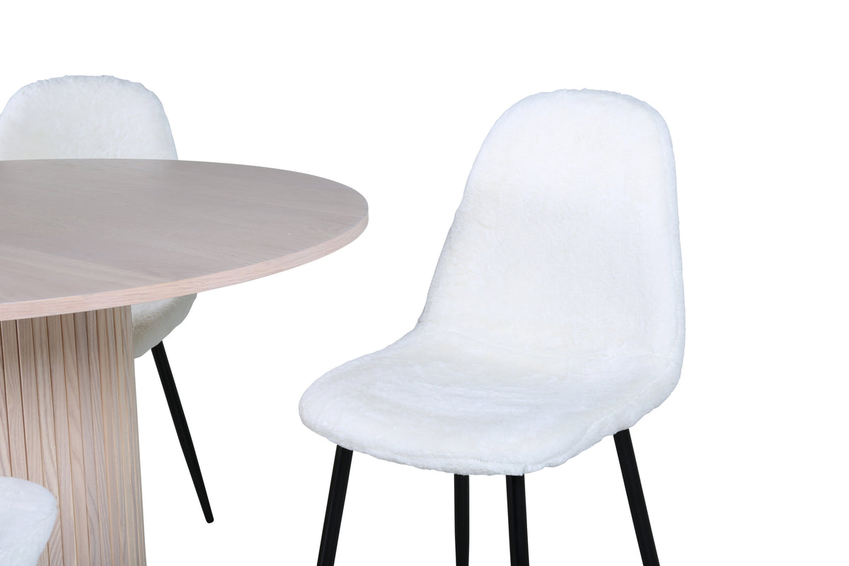 Bianca Matbord med Polar Stolarna – Bord: ⌀110 Stol: 53x87x44