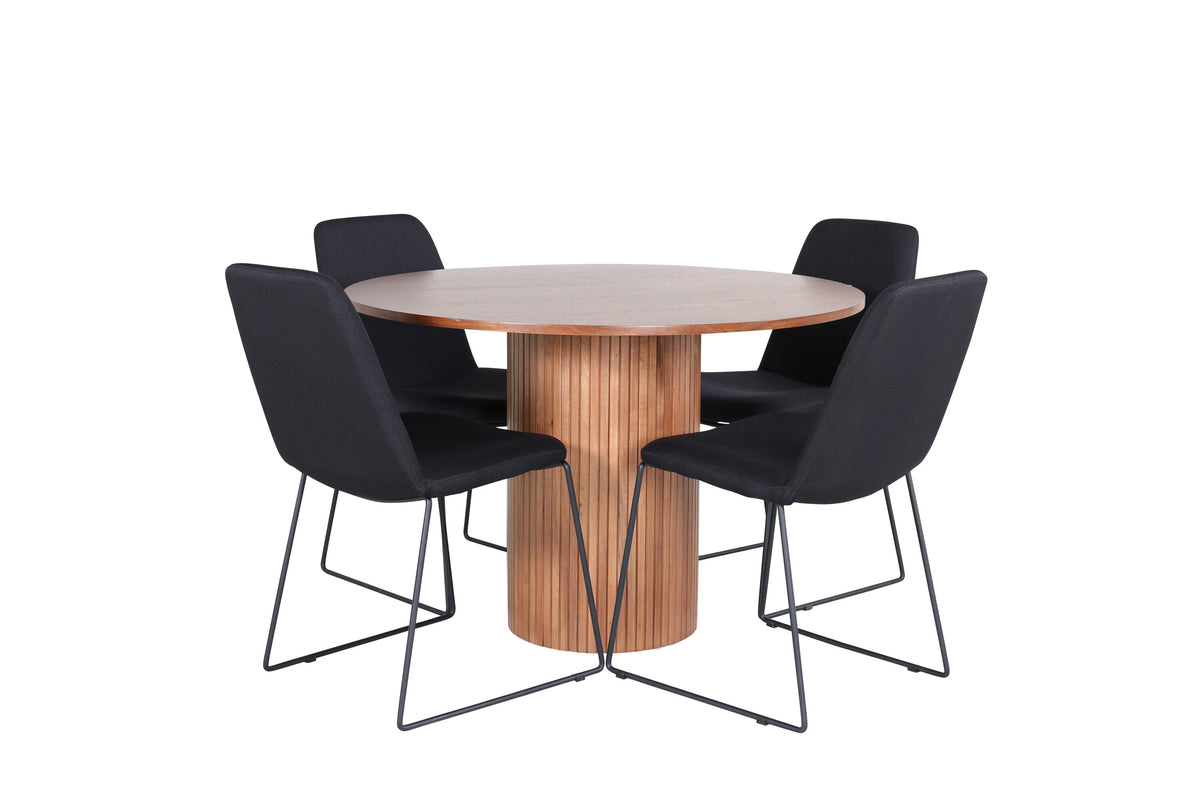 Bianca Matbord med Muce Stolarna – Bord: ⌀110 Stol: 63x84x43