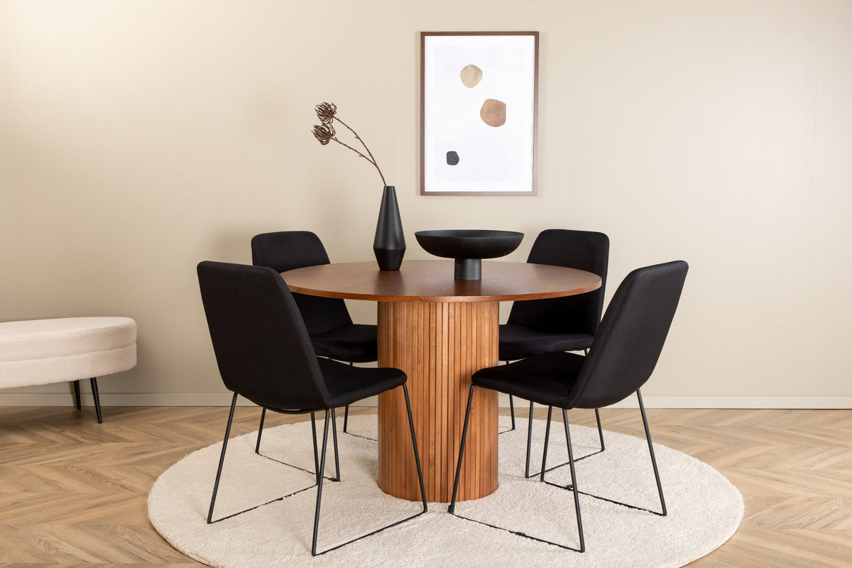 Bianca Matbord med Muce Stolarna – Bord: ⌀110 Stol: 63x84x43