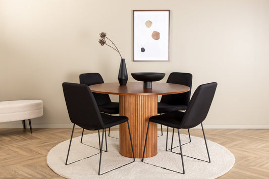 Bianca Matbord med Muce Stolarna – Bord: ⌀110 Stol: 63x84x43