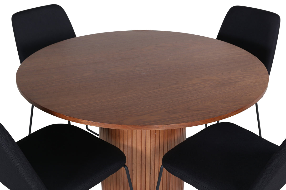 Bianca Matbord med Muce Stolarna – Bord: ⌀110 Stol: 63x84x43