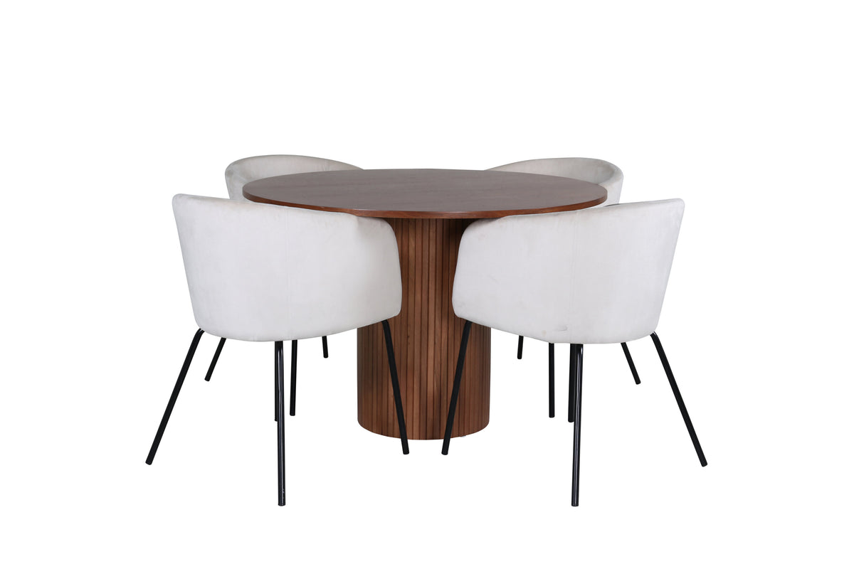 Bianca Matbord med Berit Stolarna – Bord: ⌀110 Stol: 55x78x55