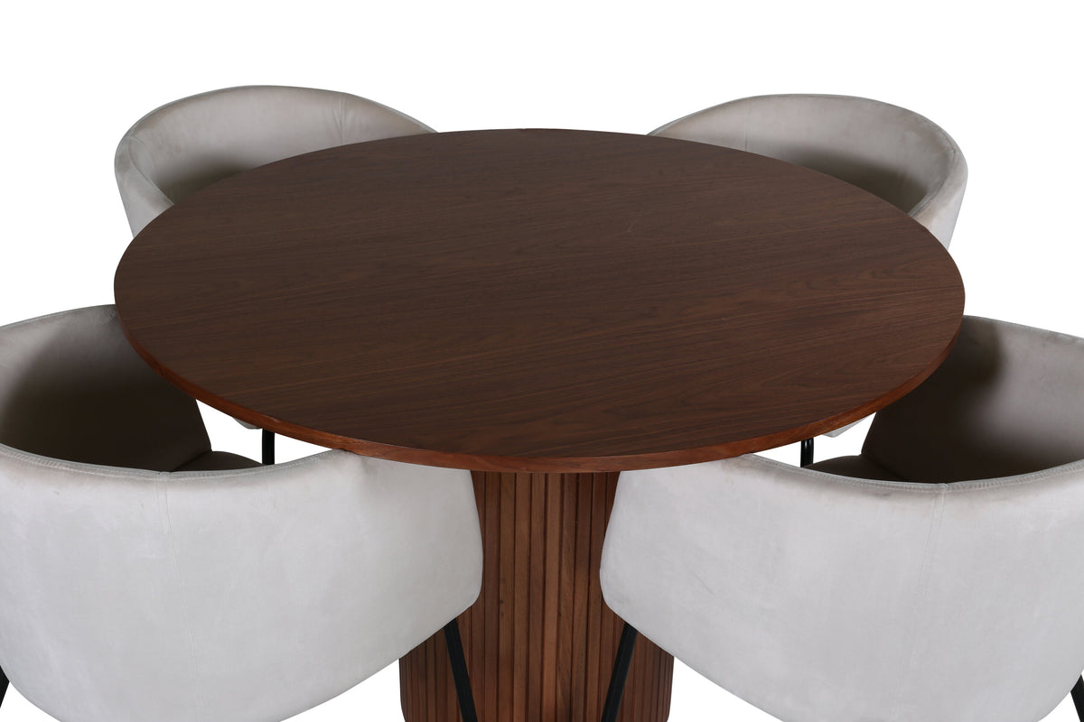 Bianca Matbord med Berit Stolarna – Bord: ⌀110 Stol: 55x78x55