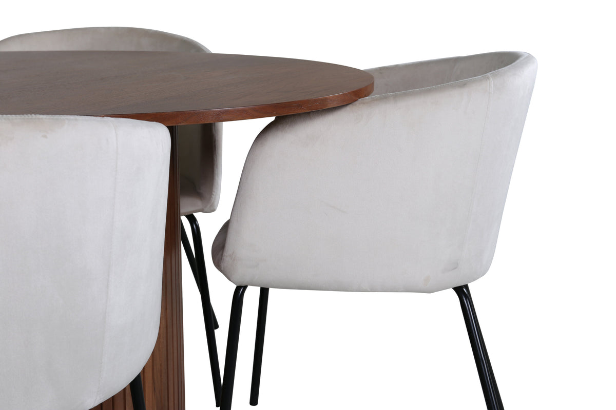 Bianca Matbord med Berit Stolarna – Bord: ⌀110 Stol: 55x78x55