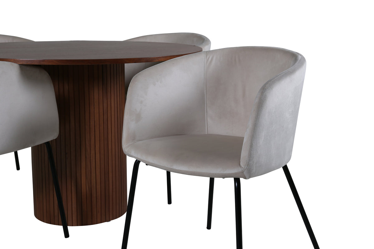 Bianca Matbord med Berit Stolarna – Bord: ⌀110 Stol: 55x78x55