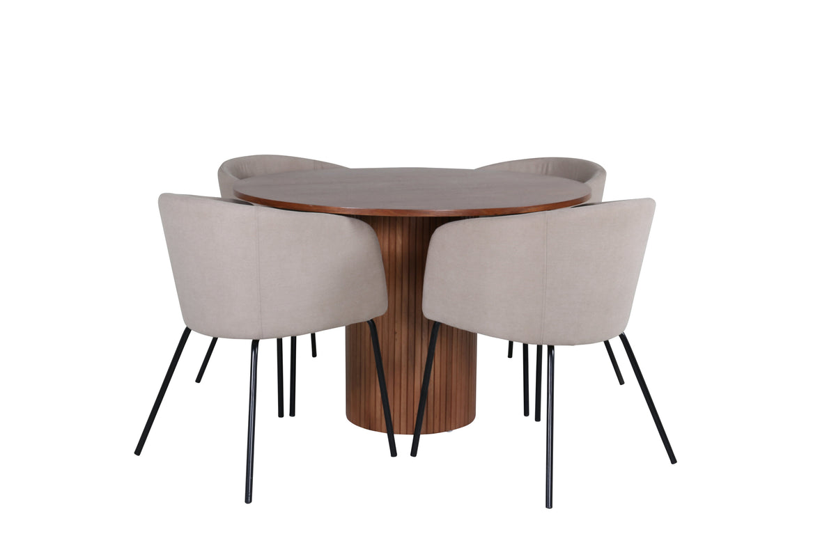 Bianca Matbord med Berit Stolarna – Bord: ⌀110 Stol: 55x78x55
