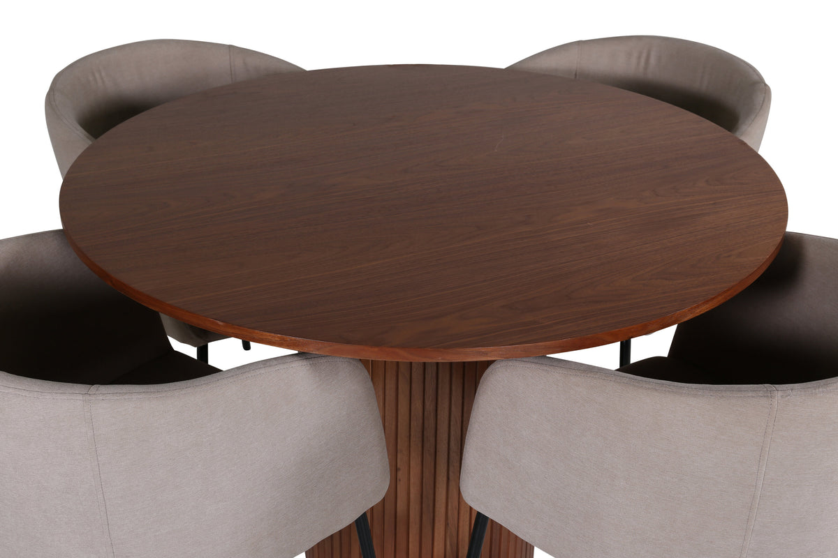 Bianca Matbord med Berit Stolarna – Bord: ⌀110 Stol: 55x78x55