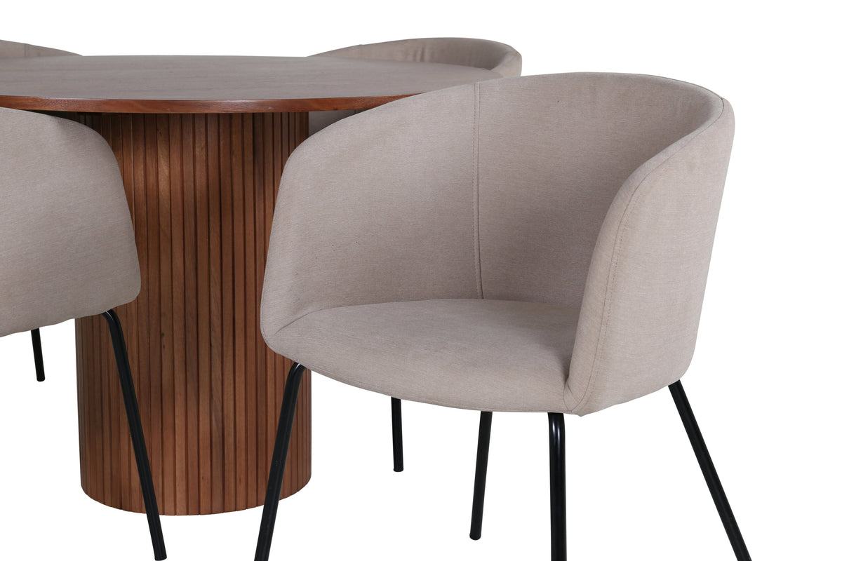 Bianca Matbord med Berit Stolarna – Bord: ⌀110 Stol: 55x78x55