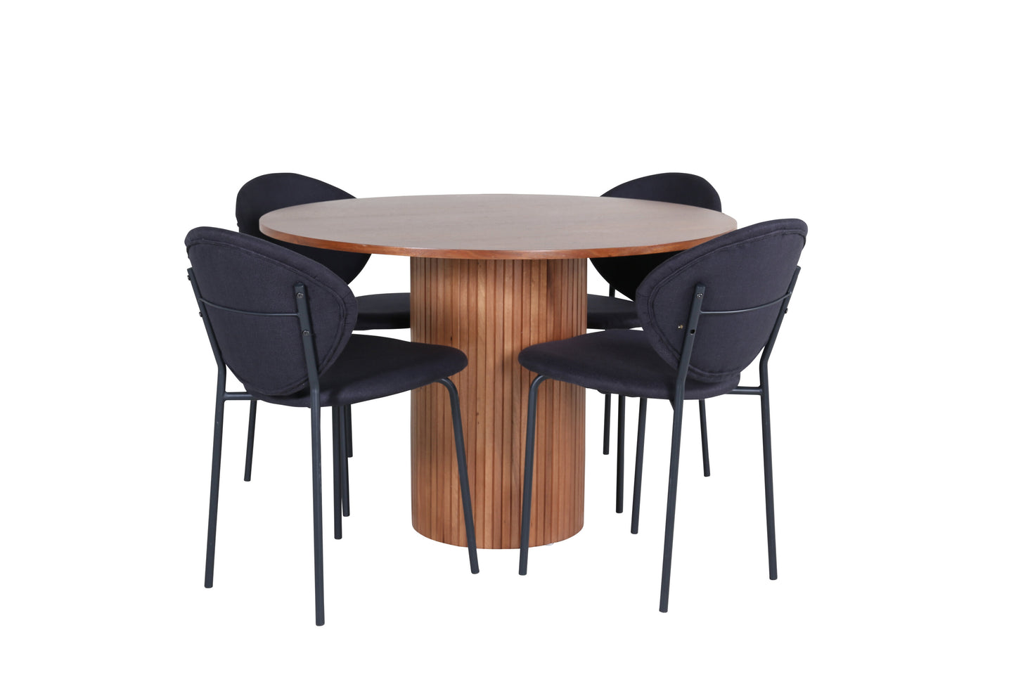 Bianca Matbord med Vault Stolarna – Bord: ⌀110 Stol: 61,5x80x46