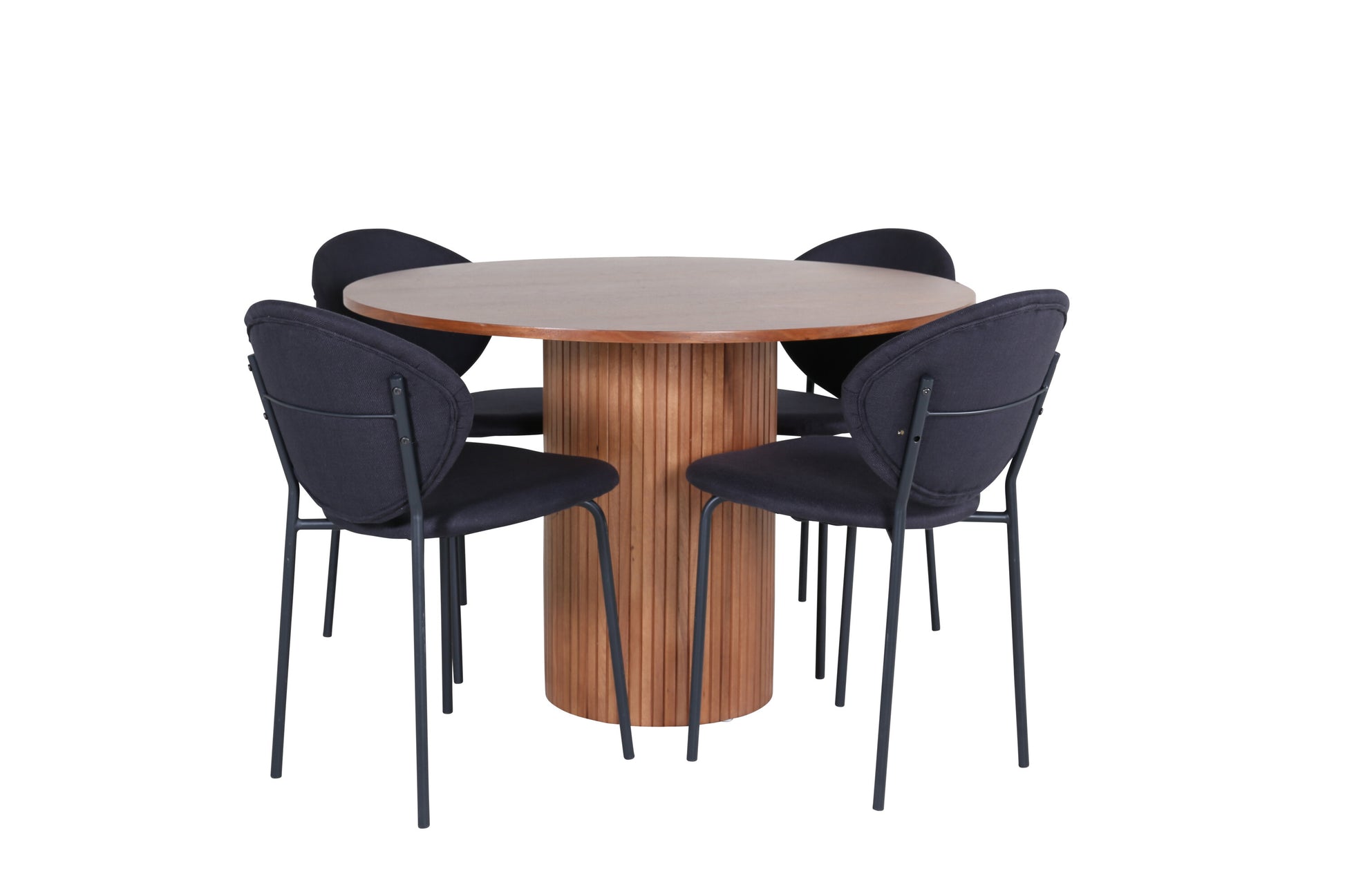 Bianca Matbord med Vault Stolarna – Bord: ⌀110 Stol: 61,5x80x46