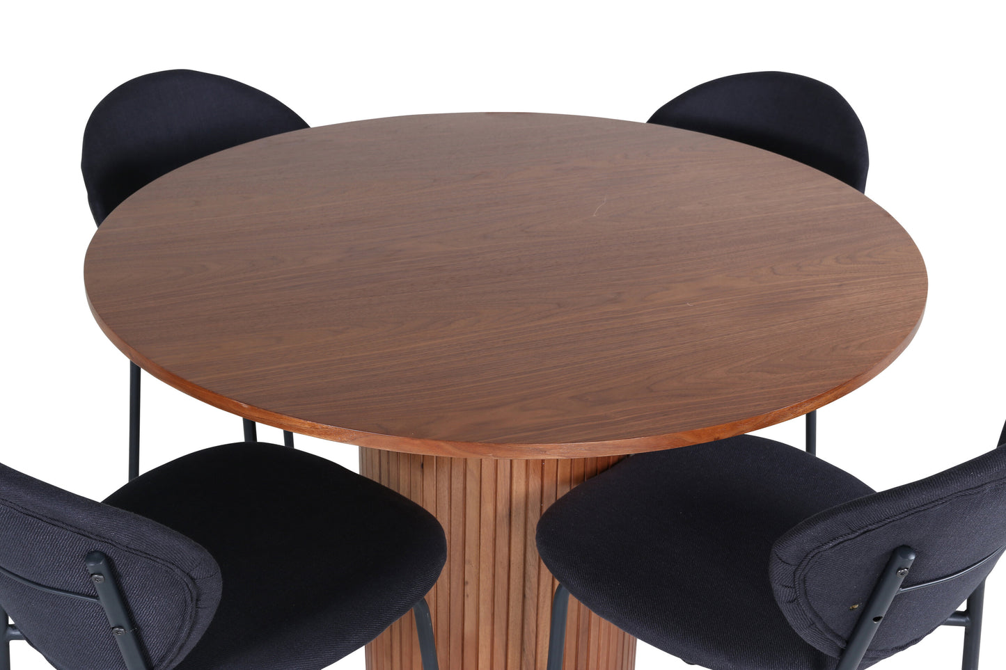 Bianca Matbord med Vault Stolarna – Bord: ⌀110 Stol: 61,5x80x46