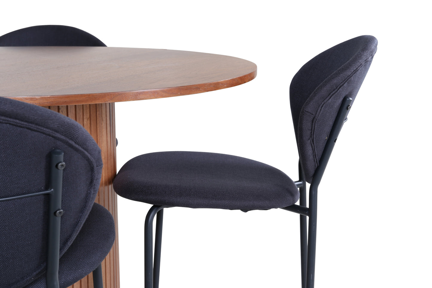 Bianca Matbord med Vault Stolarna – Bord: ⌀110 Stol: 61,5x80x46