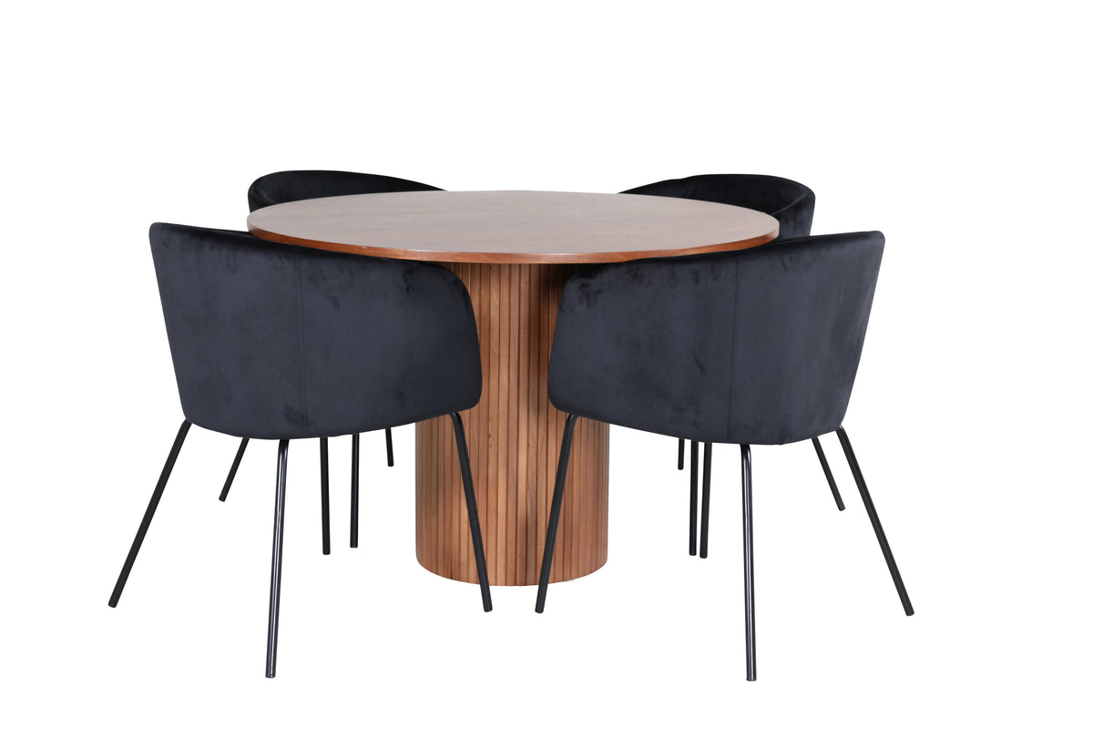 Bianca Matbord med Berit Stolarna – Bord: ⌀110 Stol: 55x78x55