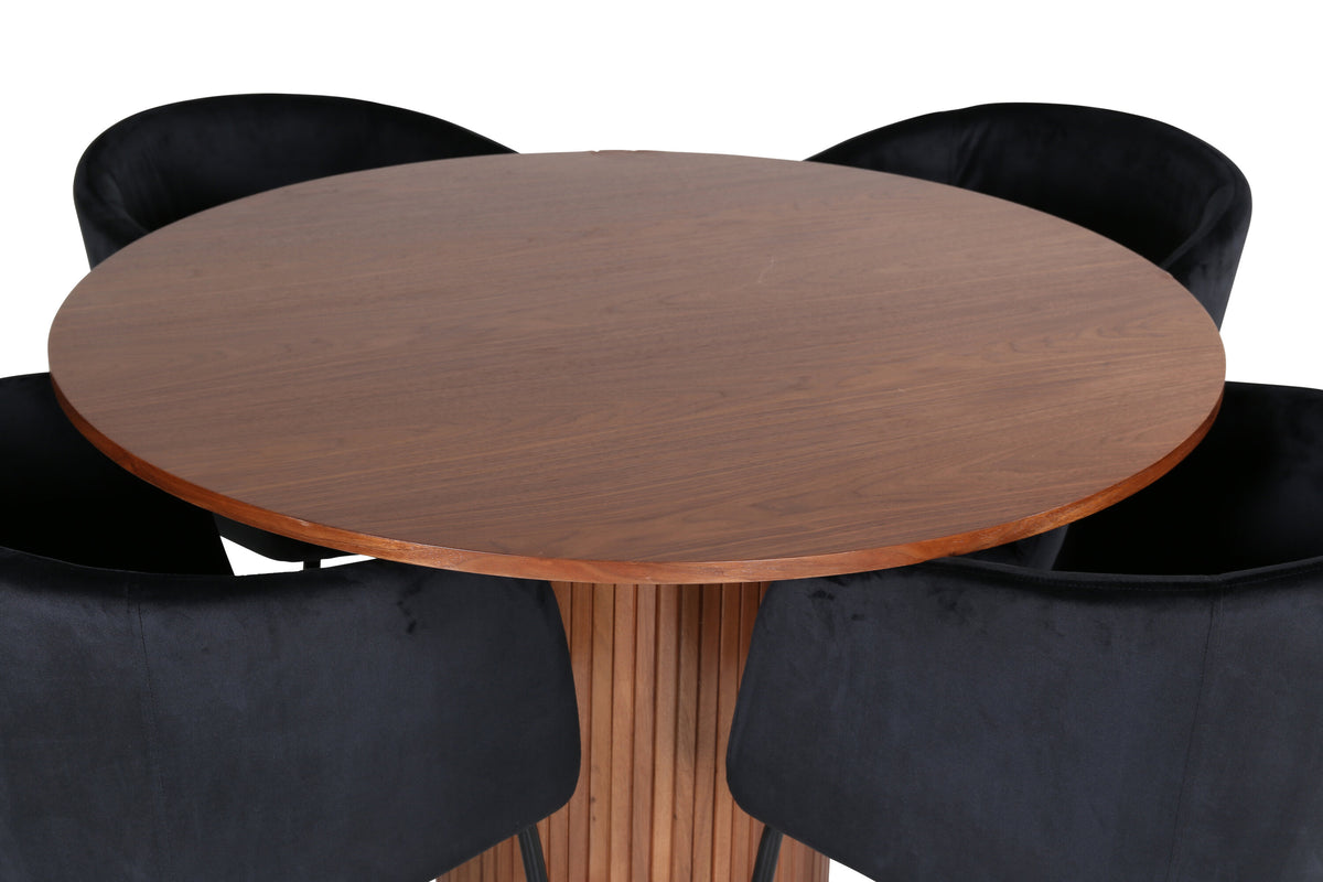Bianca Matbord med Berit Stolarna – Bord: ⌀110 Stol: 55x78x55