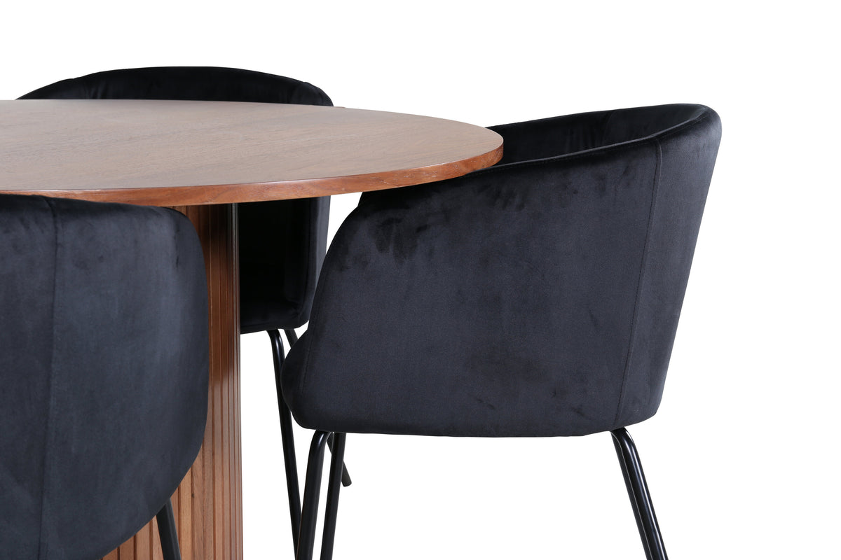 Bianca Matbord med Berit Stolarna – Bord: ⌀110 Stol: 55x78x55