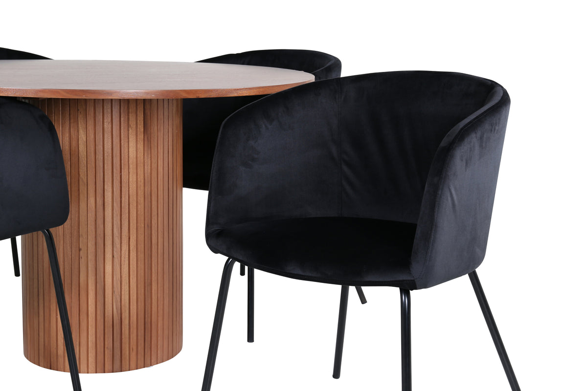 Bianca Matbord med Berit Stolarna – Bord: ⌀110 Stol: 55x78x55