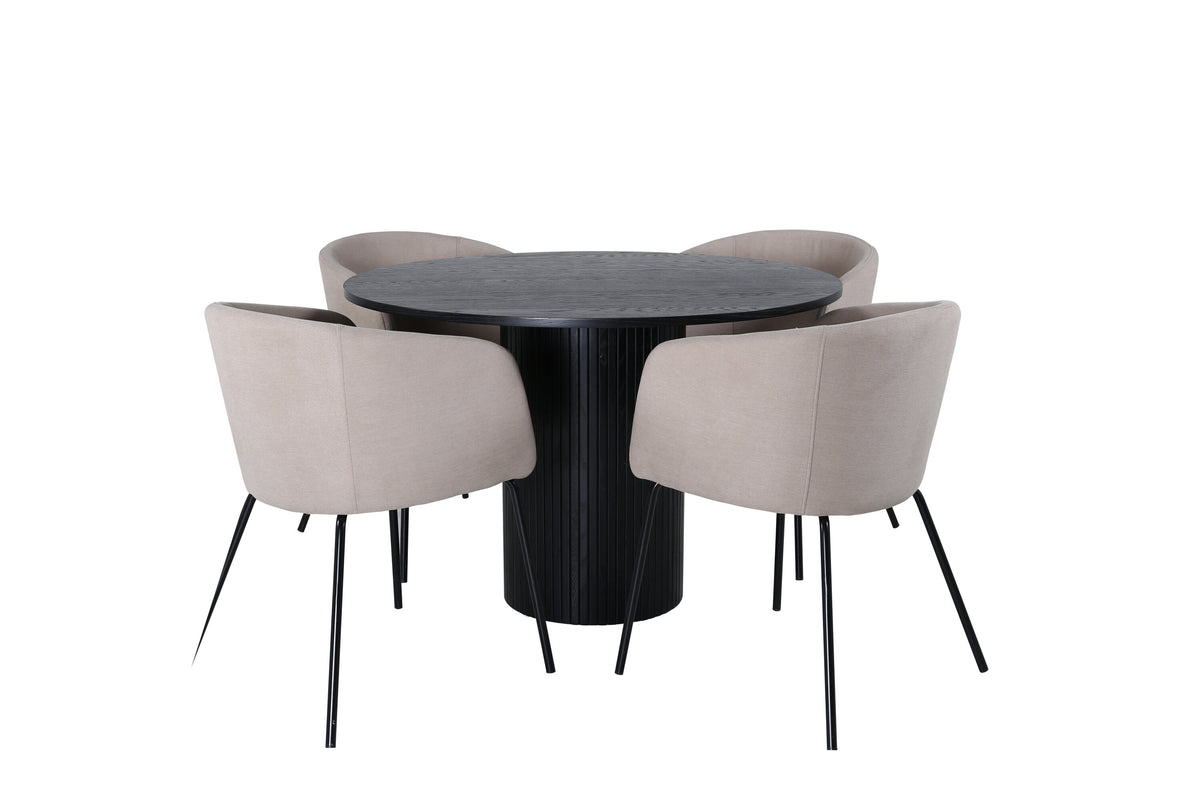 Bianca Matbord med Berit Stolarna – Bord: ⌀110 Stol: 55x78x55