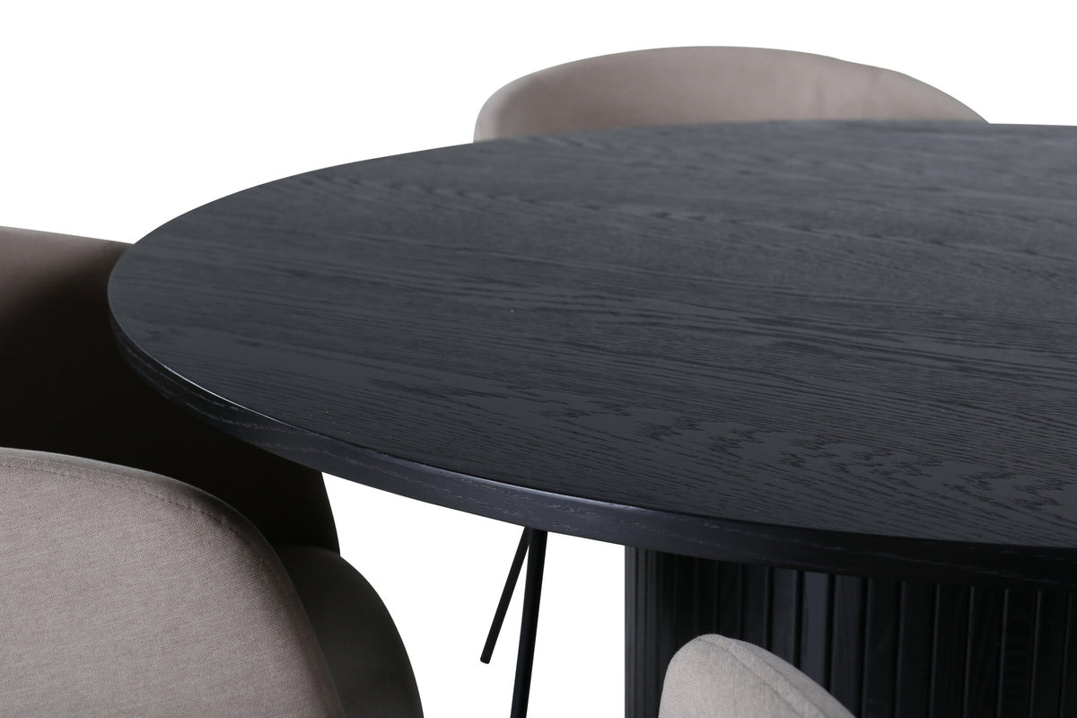 Bianca Matbord med Berit Stolarna – Bord: ⌀110 Stol: 55x78x55