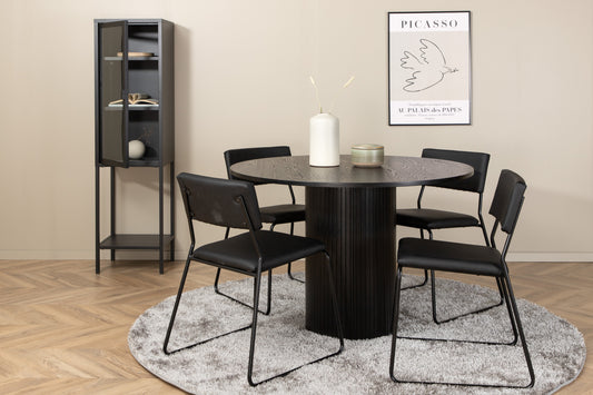Bianca Matbord med Kenth Stolarna – Bord: ⌀110 Stol: 52x76x40