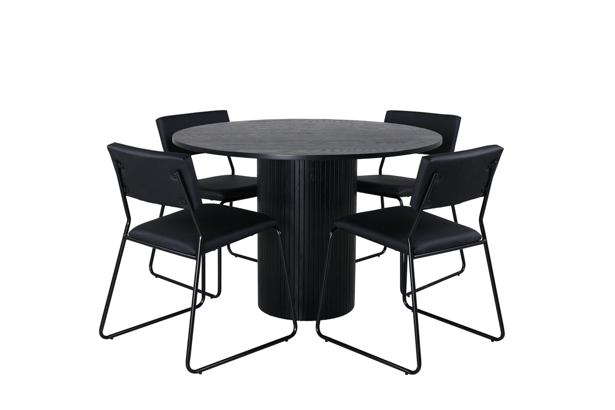 Bianca Matbord med Kenth Stolarna – Bord: ⌀110 Stol: 52x76x40