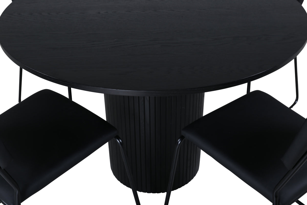 Bianca Matbord med Kenth Stolarna – Bord: ⌀110 Stol: 52x76x40
