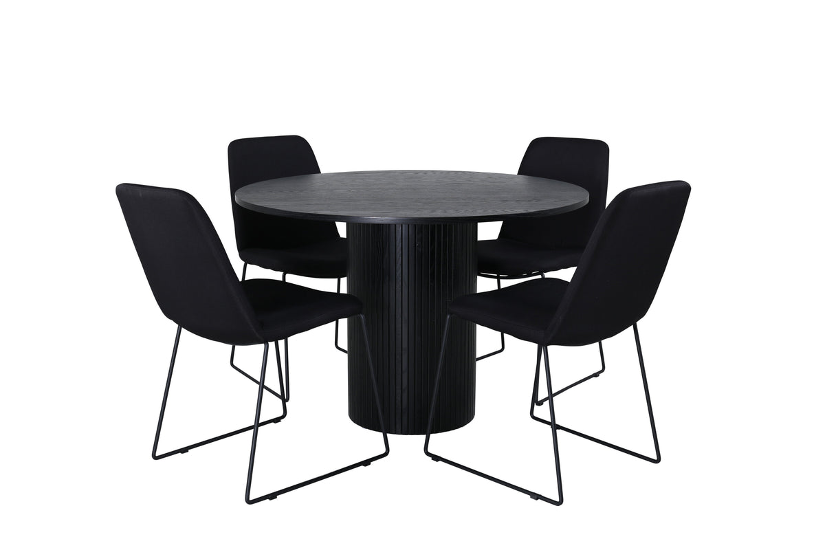 Bianca Matbord med Muce Stolarna – Bord: ⌀110 Stol: 63x84x43