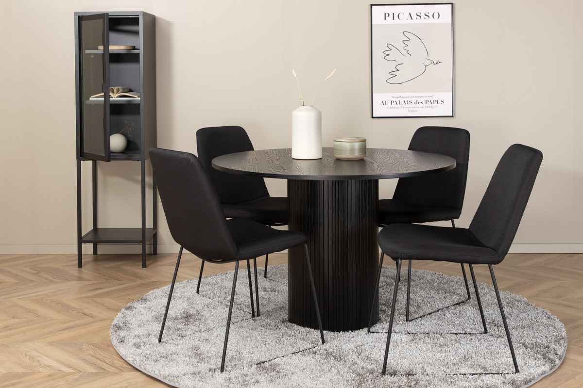 Bianca Matbord med Muce Stolarna – Bord: ⌀110 Stol: 63x84x43