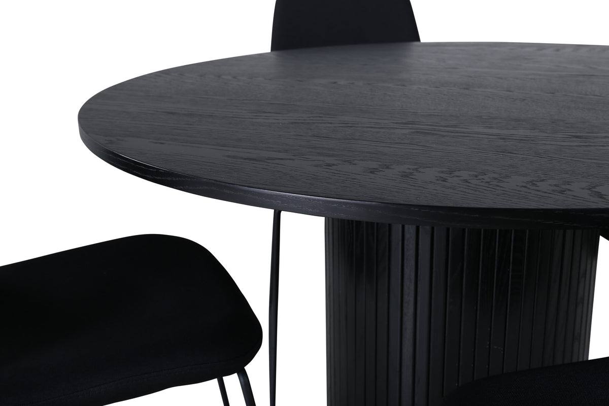 Bianca Matbord med Muce Stolarna – Bord: ⌀110 Stol: 63x84x43