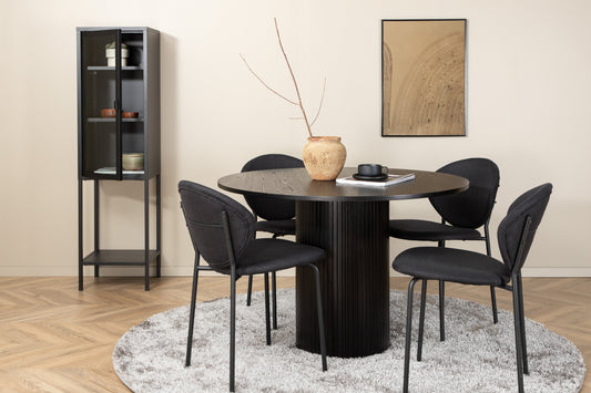 Bianca Matbord med Vault Stolarna – Bord: ⌀110 Stol: 61,5x80x46