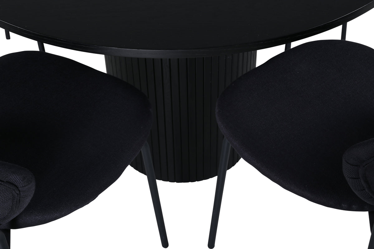 Bianca Matbord med Vault Stolarna – Bord: ⌀110 Stol: 61,5x80x46