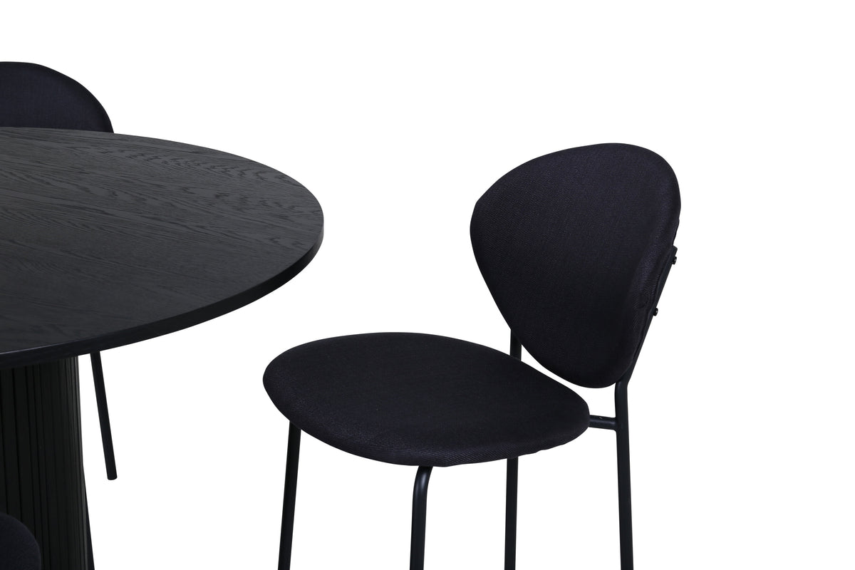 Bianca Matbord med Vault Stolarna – Bord: ⌀110 Stol: 61,5x80x46