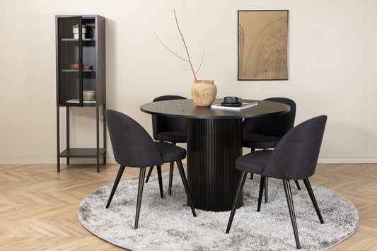 Bianca Matbord med Velvet Stolarna – Bord: ⌀110 Stol: 57x76,5x50