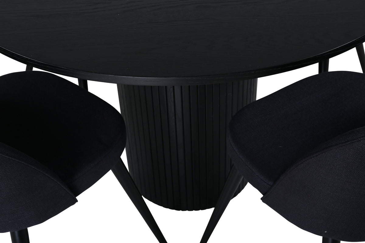 Bianca Matbord med Velvet Stolarna – Bord: ⌀110 Stol: 57x76,5x50