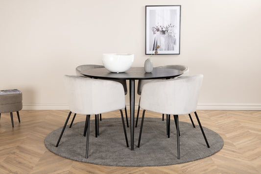 Dipp Matbord med Berit Stolarna – Bord: ⌀115 Stol: 55x78x55