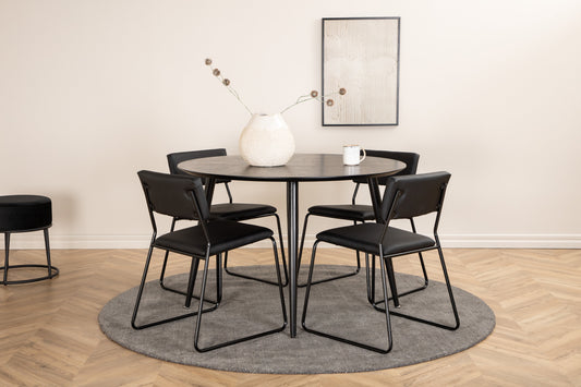 Dipp Matbord med Kenth Stolarna – Bord: ⌀115 Stol: 52x76x40