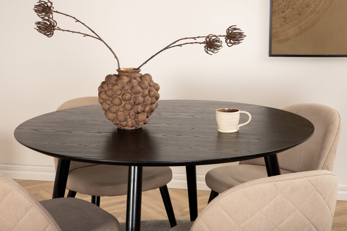 Dipp Matbord med Velvet Stolarna – Bord: ⌀115 Stol: 57x76,5x50