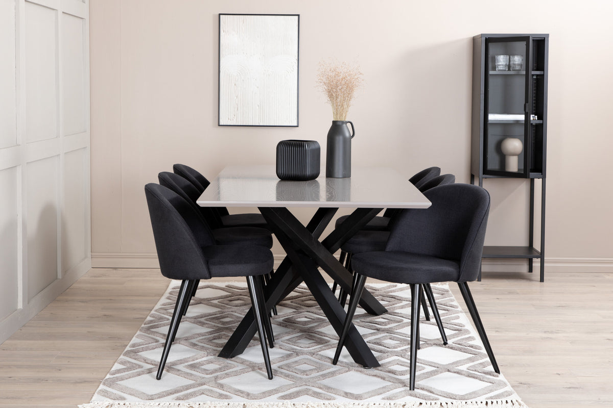 Piazza Matbord med Velvet Stolarna – Bord: 76x180x90 Stol: 57x76,5x50
