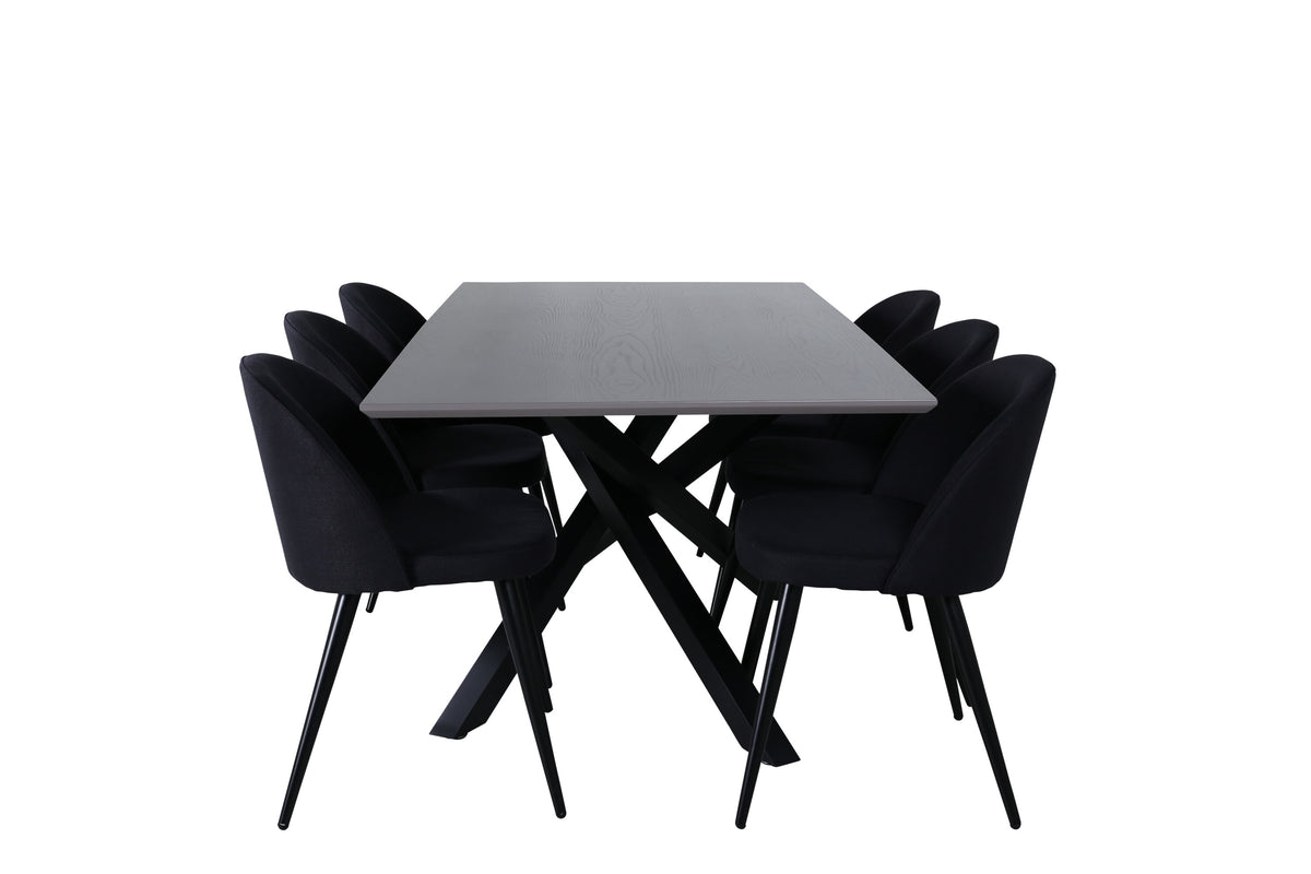 Piazza Matbord med Velvet Stolarna – Bord: 76x180x90 Stol: 57x76,5x50