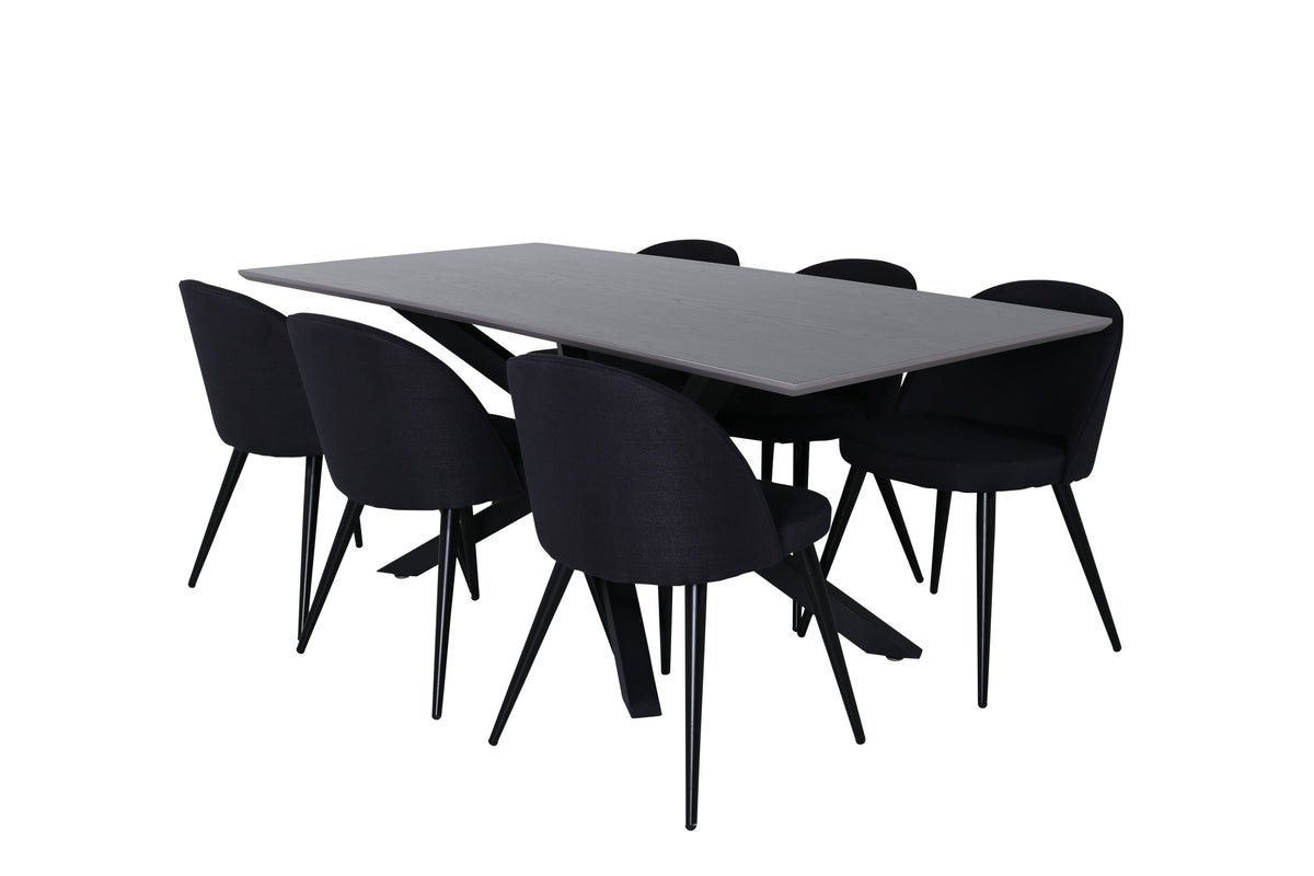 Piazza Matbord med Velvet Stolarna – Bord: 76x180x90 Stol: 57x76,5x50