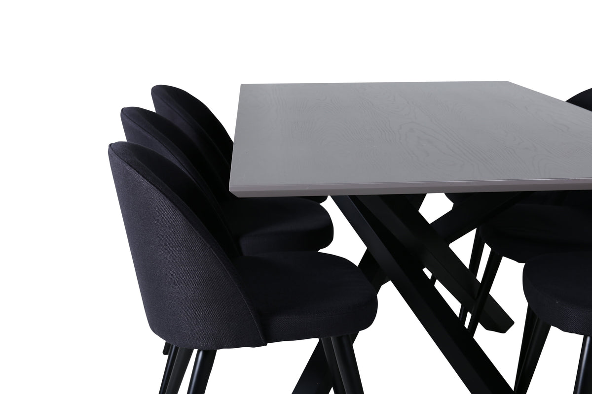 Piazza Matbord med Velvet Stolarna – Bord: 76x180x90 Stol: 57x76,5x50