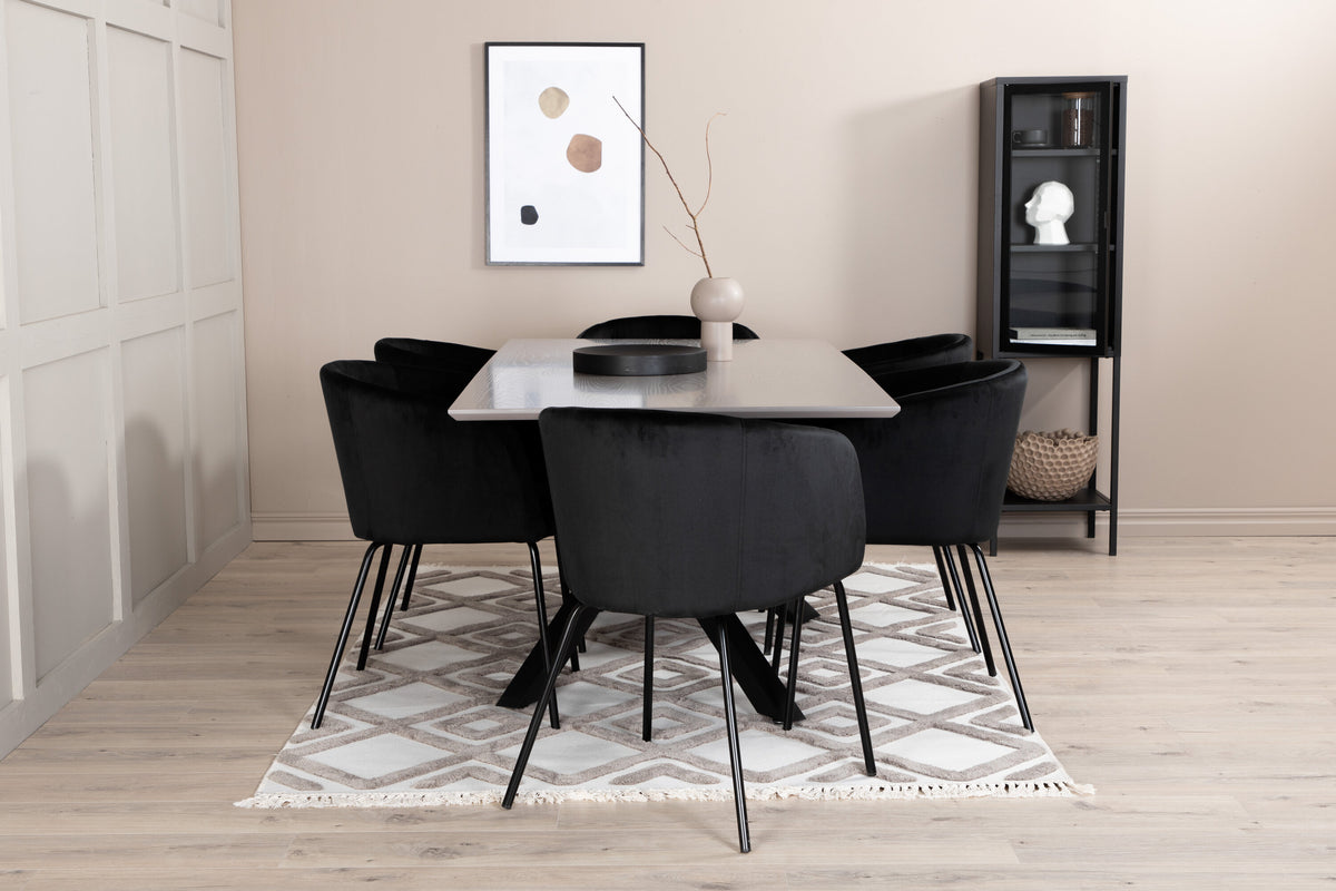 Piazza Matbord med Berit Stolarna – Bord: 76x180x90 Stol: 55x78x55