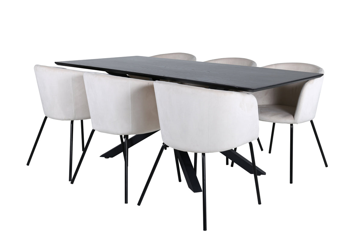 Piazza Matbord med Berit Stolarna – Bord: 76x180x90 Stol: 55x78x55