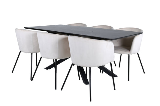 Piazza Matbord med Berit Stolarna – Bord: 76x180x90 Stol: 55x78x55