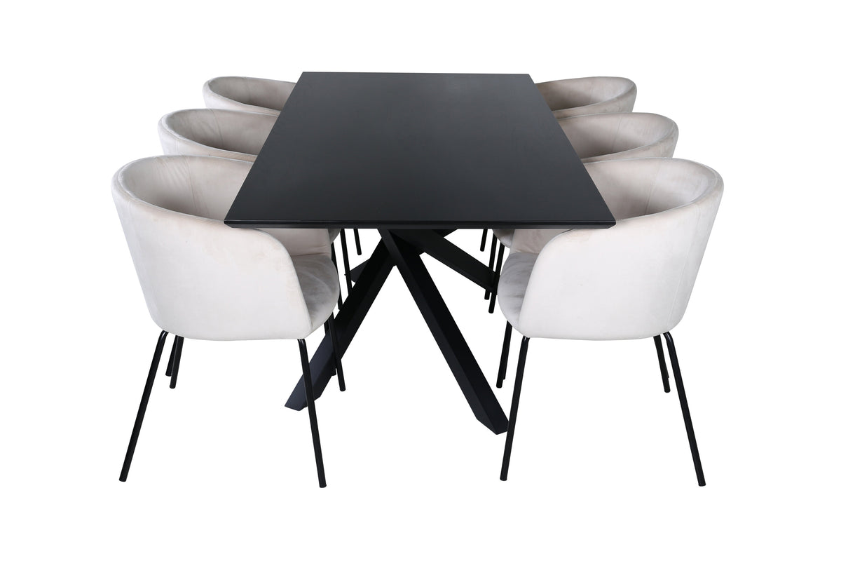 Piazza Matbord med Berit Stolarna – Bord: 76x180x90 Stol: 55x78x55
