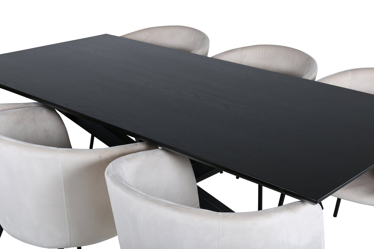 Piazza Matbord med Berit Stolarna – Bord: 76x180x90 Stol: 55x78x55