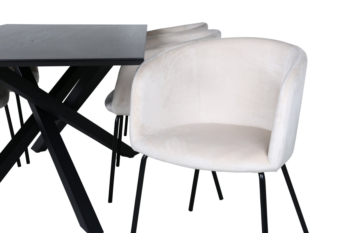 Piazza Matbord med Berit Stolarna – Bord: 76x180x90 Stol: 55x78x55